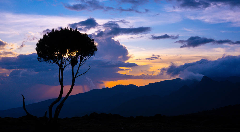 Sonnenuntergang auf der Machame Route