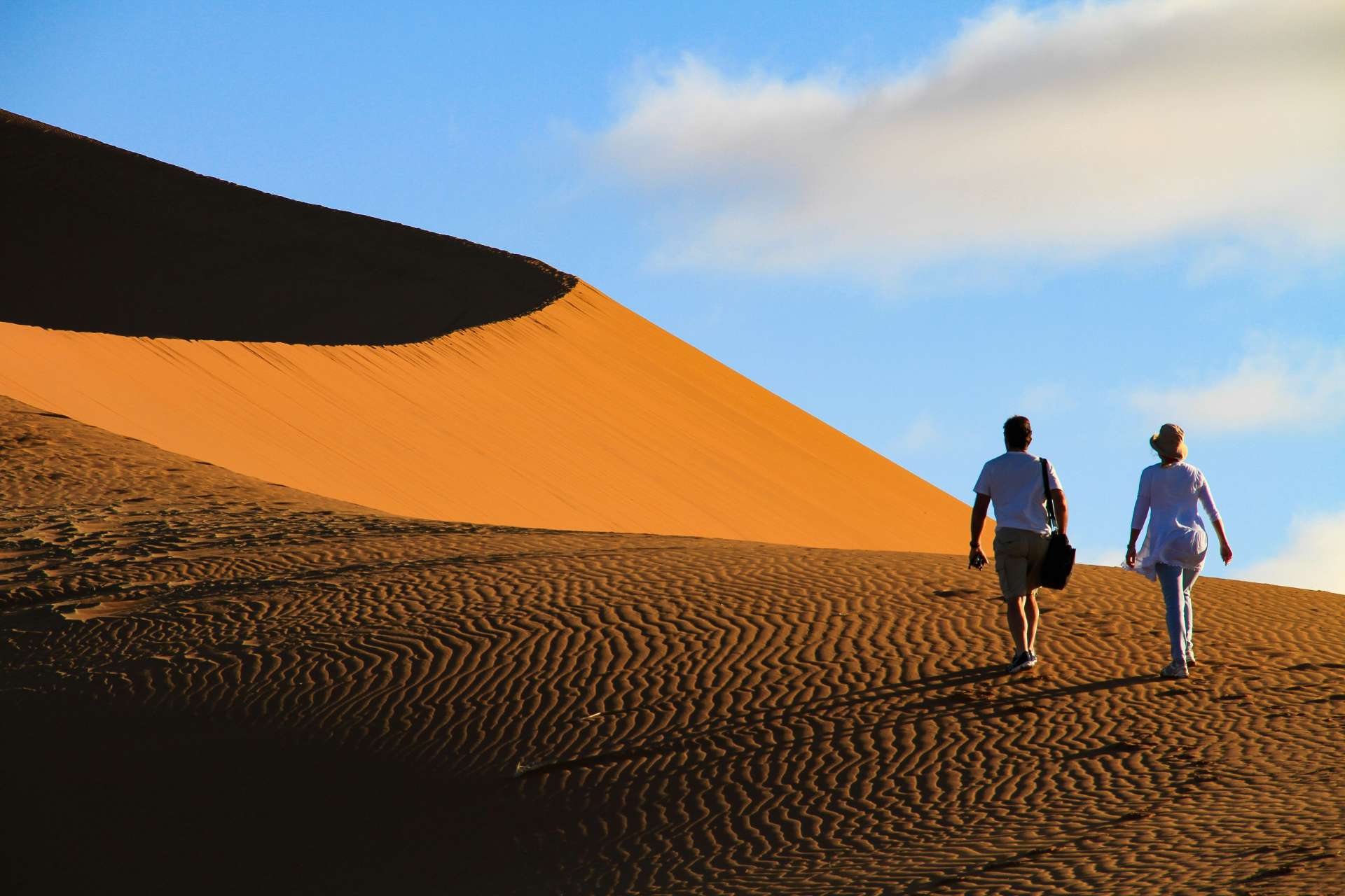 People walking on a dune in Sossusvlei